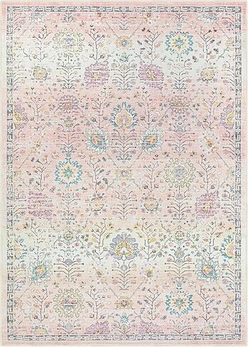 Lahome Boho Area Rug, 5x7 Living Room Area Rug Boho Rugs for Bedroom Aesthetic Soft Large Floral Rug, Machine Washable Rugs 5x7 Non Slip Non Shedding Indoor Carpet for Living Dining Room in Saudi Arabia