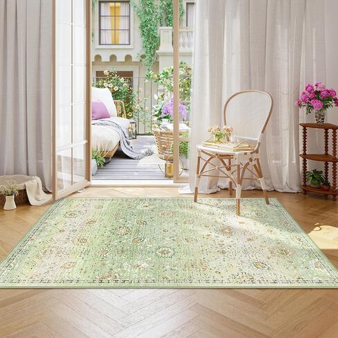 Lahome Boho Area Rug, 5x7 Living Room Area Rug Boho Rugs for Bedroom Aesthetic Soft Large Floral Rug, Machine Washable Rugs 5x7 Non Slip Non Shedding Indoor Carpet for Living Dining Room in Saudi Arabia