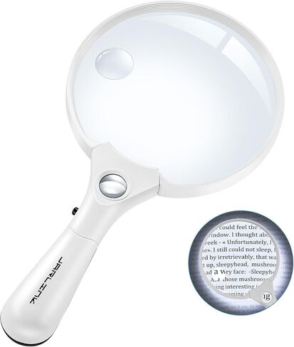 JARLINK Large Magnifying Glass with Light, 10X 20X 45X Illuminated Handheld Magnifier with 3 LED Lights for Seniors Reading, Inspection Coins Jewelry, Exploring, Black in Saudi Arabia