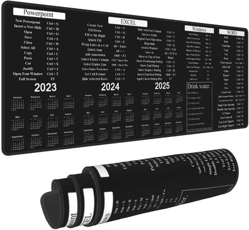 Computer Office Power Point Excel Word Shortcut Keys Mouse Pad 11.8x31.5 in Big Extended Non-Slip Rubber Base Mousepad with Stitched Edges Gaming Pc Desktop Large Mouse Pad in Saudi Arabia
