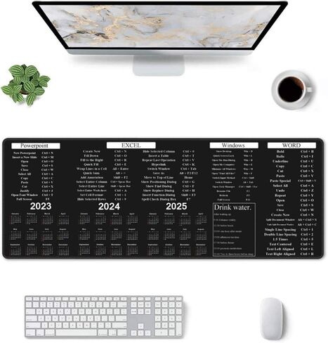 Computer Office Power Point Excel Word Shortcut Keys Mouse Pad 11.8x31.5 in Big Extended Non-Slip Rubber Base Mousepad with Stitched Edges Gaming Pc Desktop Large Mouse Pad in Saudi Arabia