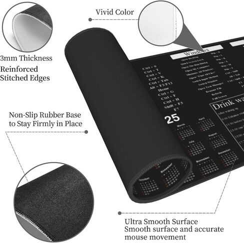 Computer Office Power Point Excel Word Shortcut Keys Mouse Pad 11.8x31.5 in Big Extended Non-Slip Rubber Base Mousepad with Stitched Edges Gaming Pc Desktop Large Mouse Pad in Saudi Arabia