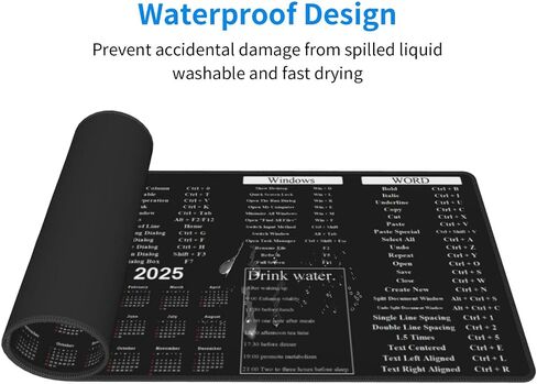 Computer Office Power Point Excel Word Shortcut Keys Mouse Pad 11.8x31.5 in Big Extended Non-Slip Rubber Base Mousepad with Stitched Edges Gaming Pc Desktop Large Mouse Pad in Saudi Arabia