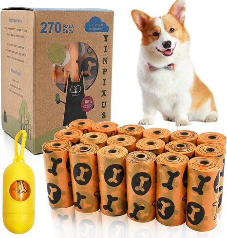 بكرات أكياس براز الكلاب، أكياس نفايات الكلاب، موزع أكياس براز الكلاب، أكياس براز الكلاب سميكة، مقاومة للتسرب، عدد 270، 18 لفة in Kuwait