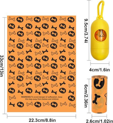 بكرات أكياس براز الكلاب، أكياس نفايات الكلاب، موزع أكياس براز الكلاب، أكياس براز الكلاب سميكة، مقاومة للتسرب، عدد 270، 18 لفة in Kuwait