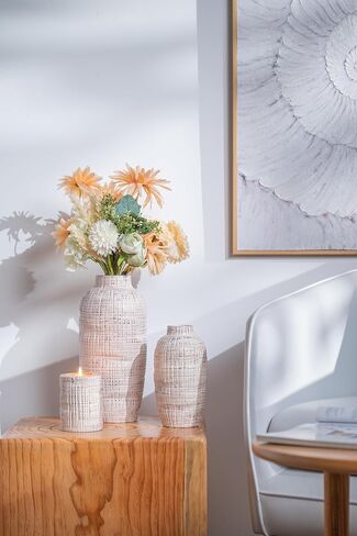 TERESA'S COLLECTIONS Large Ceramic Terracotta Vases, Farmhouse Decorative Vase for Home Decor, Rustic Vases with Candle Holder for Living Room, Table Centerpiece, Gift for Fathers Day, 11 inch in Kuwait