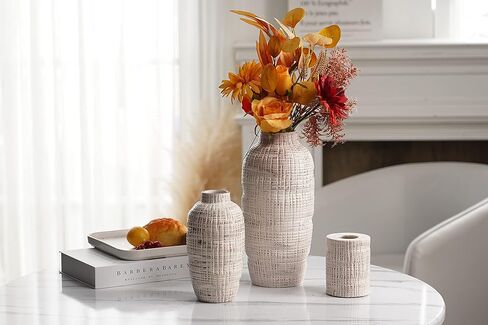 TERESA'S COLLECTIONS Large Ceramic Terracotta Vases, Farmhouse Decorative Vase for Home Decor, Rustic Vases with Candle Holder for Living Room, Table Centerpiece, Gift for Fathers Day, 11 inch in Kuwait