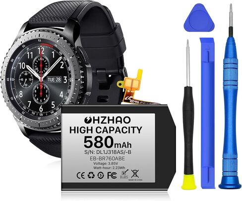 بطارية لجهاز Samsung Gear S3 Frontier بقدرة 580 مللي أمبير (SM-R760) 2024، ترقية عالية السعة، بطارية بديلة لـ SM-R770، BR760، R765، EB-BR760ABE، GH43-04699A مع مجموعة أدوات إصلاح احترافية in Kuwait