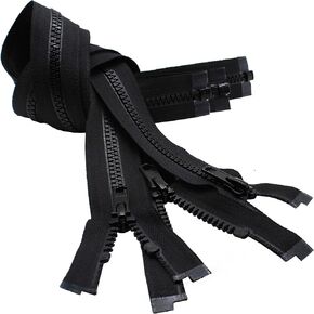 YKK 10" Sport Vislon Zipper ~ YKK #5 Molded Plastic ~ Separating - Black (3 Zippers/Pack)