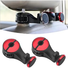 AICEL 2PCS Car Headrest Phone Mount, Backseat Magnetic Phone Holder, Rear Car seat Headrest Storage Hook, Auto Hooks Hanger with Lock and Phone Bracket for Hanging Bag Grocery (Blue/Hold)