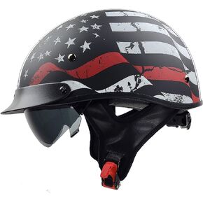 Unisex-Adult Half Size Motorcycle Helmet (Back the Red, Large) (7850-034)