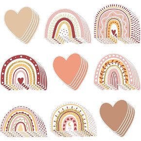 Leinuosen 45 Pieces Boho Classroom Decor Rainbows and Hearts Cutouts Rainbow Heart Bulletin Board Cutouts Rainbow Party Decorations for Crafts Bulletin Boards Homeschool School Door Home Birthday