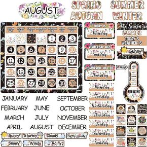 85 Pcs Candyland Calendar Bulletin Board Set Candy Classroom Calendar Bulletin Board with Numbers Month Weather Back to School Sweet Theme Chalkboard Wall Classroom Decoration Supplies