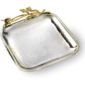 Elegance Butterfly Square Tray, 8.5", Silver/Gold
