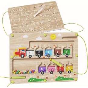 Double Sided Magnetic Color & Number Maze, ABC Alphabet Practicing & Learning Educational Toys for Toddlers Age 3 4 5 6, Montessori Fine Motor Skills Sensory Toys for Boys Girls Preschoolers