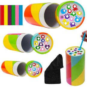 Toddler Montessori Stick Toys for 0-3 Year Old: Nesting Paper Tube Fine Motor Toys for Toddlers, Educational Sensory Matching Games,Color,Patterns,Numbers,Letters Sorting Learning Toys for Kids Gifts