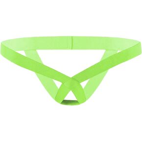 Men's Jockstrap Lingerie Elastic Suspensory Stretchy Bikini Briefs T-Back Thongs Underwear Fluorescent Green