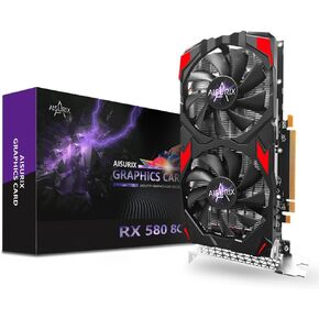 AISURIX RX 580 Graphics Card, 2048SP, Real 8GB, GDDR5, 256 Bit, Pc Gaming Video Card, 2XDP, HDMI, PCI Express 3.0 with Freeze Fan Stop for Desktop Computer Gaming Gpu