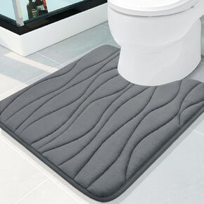Buganda Memory Foam Toilet Rugs U-Shaped 24x20, Ultra Soft and Absorbent Bathroom Rugs, Non-Slip Toilet Bath Mat, Machine Wash Dry, Contour Bath Rugs for Toilet Base, Grey