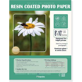 Resin Coated Premium Glossy RC Photo Paper, 8x10 Heavyweight Pro Photo Quality Paper for Inkjet Printer, Waterproof, Pearl White, 50 Pack, 69lb/260gsm (P0810WS260RG) in Kuwait