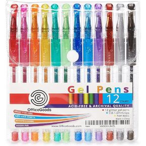 OfficeGoods Brown Earth Gel Pens with Ink Refills, 24 Pack Metallic, Glitter, Classic Colors - 0.8-1.0 mm Medium Tip for Writing, Coloring Books, and Journaling