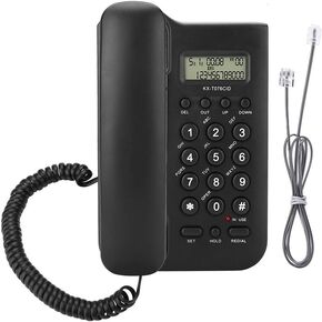 Yoidesu KX-T076 هاتف سلكي هاتف أرضي مع معرف المتصل، هاتف منزلي سلكي مثبت على الحائط هاتف سلكي مثبت على سطح المكتب هاتف أرضي للمنزل والفندق (أسود) in Kuwait