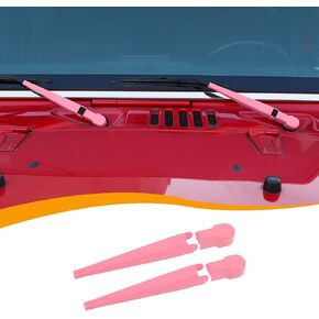 Hoolcar Front Windshield Wiper Accessories Front Window Arm Blade Cover Trim Compatible with Jeep Wrangler JK JKU 2007-2017, Red, 2Pcs