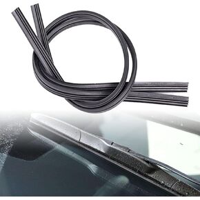 4 Pieces Car Windshield Bracketless Wiper Rubber Filler Strip, 34 Inches Car Size Adjustable Wiper Substitution Rubber Strip, Suitable for Car Front Rear Windshield, Doors, Windows (Black)