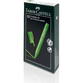 Faber-Castell Textliner 38 Highlighter Pen (Box of 10, Green) - 2 Line Widths, Super Fluorescent, Vivid Colors, Clipped Holder, Lightweight & Slim Design, for Adults & Kids