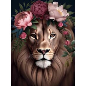 Reofrey DIY Diamond Art Kits for Adults Lion, Animals Full Drill Round Rhinestone Diamond Painting Kits, Cross Stitch Embroidery Canvas for Crafts Home Wall Decor 30x40cm