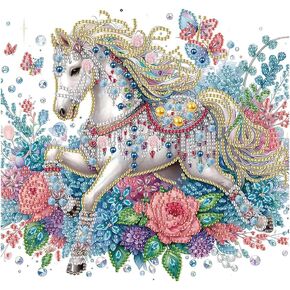 SJUTOUCI Diamond Art Painting Kits for Adults, 5D Horse Special Shape Diamond Art for Beginners, Crystal Rhinestones Dots Bead Art for Home Wall Decoration Gift 12×12inch