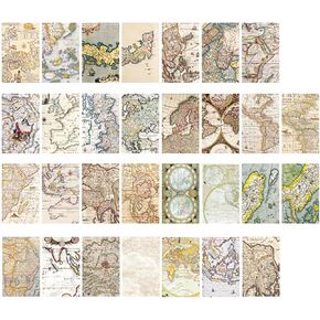 Doraking Mini Retro Art World Map Style Scrapbook Decoration Background Paper for Scrapbooking Diary Decoration, Scrapbook Journals Background Paper