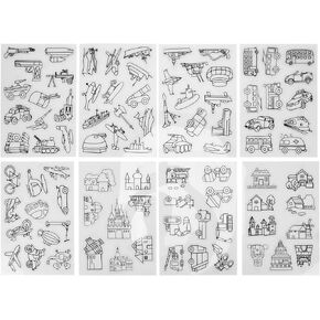 8pcs Shrinky Dink Papers, Heat Shrink Sheet Cartoon Transportation Vehicles Kids Toys Patterns Heat Shrinky Paper for DIY Keychain Pendant, Earrings and Other Craft(Boys)