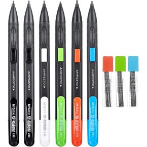 M&G 9 Pcs Mechanical Pencils Sets, 2B Black Pencil Sketching Drafting Pencil with Rectangular Chisel Lead for Exam Office School Supplies