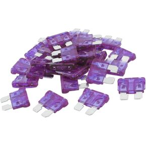 uxcell 30pcs Universal Medium Blade Style Fuse for Car Motorcycle Boat DC 5V-32V 3A Purple