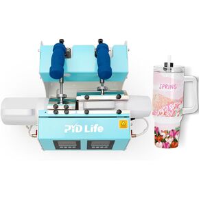PYD Life 2 in 1 Dual 40 OZ Tumbler Heat Press Machine Double Station Combo Mug Heat Press Machine Mint Green for 40 OZ Tumbler Top and Tapered Bottom Full Wrap Sublimation Printing