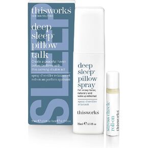 thisworks Deep Sleep Pillow Talk Set: Deep Sleep Pillow Spray 75 ml / 2.5 oz & Stress Check Roll On