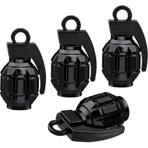 Aluminum Valve Stem Caps, 4 Pack Car Wheel Tire Valve Caps, Universal Fit Cars Suvs,Trucks, Motorcycles (Black)