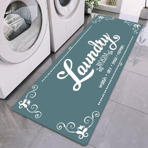 Laundry Room Rug Runner, 17.7"x45" Non Slip Pink Laundry Rugs, Farmhouse Washable Floor Laundry Mats for Laundry Room, Mudroom, Kitchen, Washroom, Bathroom, Hallway Entryway Area Rugs Decor