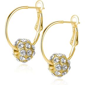 Lymphatic Drainage Earrings for Women and Girls Lymphatic Drainage Hoop Earrings Crystal Ball Hoop Earrings Irregular Rhinestone Cubic Round Ball Dangle Earrings