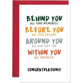 Graduation Card for Him Her, Cute Graduation Card Gift for High School College Grad, Behind You Before You Around You Within You Card