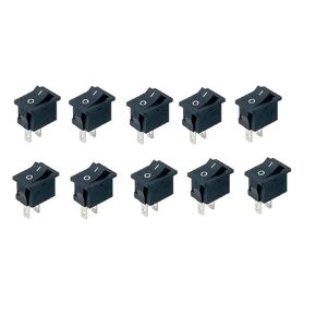 Mini Rocker Switch 2 PIN ON-Off SPST 125VAC/6A 250VAC/3A Black 117S (Pack of 10) by Envistia Mall