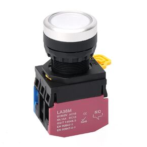 STARELO 22mm 2PCS Momentary Push Button Switch 660V 10A Red&Green Led Self-Reset 1NO 1NC.(Red&Green)