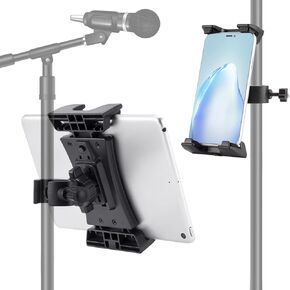 Microphone Stand Tablet Holder, Portable iPad Mount for Mic Stand, Universal Tablet Music Stand Mount for iPad Mini, iPad Air, iPad Pro and iPhone 4.7-12.9"