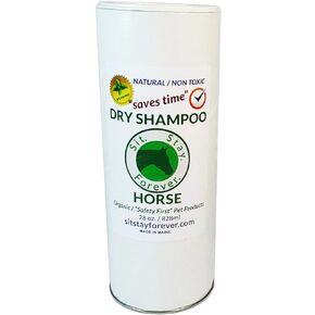 Dry Powder Shampoo for Horses, 28 oz, Cleaning and Deodorizing, Healing and Soothing, Shaker Bottle, No Water, Talc Free, Made in Maine