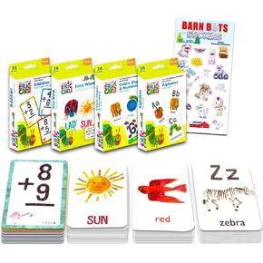 World of Eric Carle Flash Cards Bundle ~ ABC, Numbers, Colors, Shapes, and Separately Licensed Crenstone Alphabet Stickers