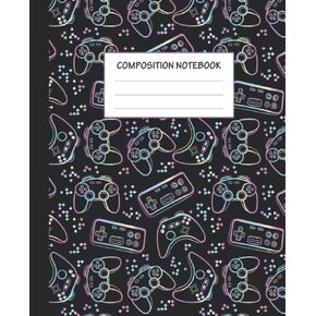 Composition Notebook: Cool Game Notebook Journal with Joysticks| Blank Wide Lined Ruled Paper for Kids, Teen, Students and Adults ( 100 pages, 7.5 x 9.25 in )