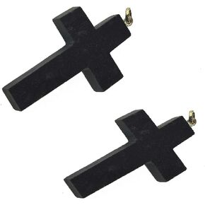 1+1 black tourmaline cross stone pendants for double evil protection