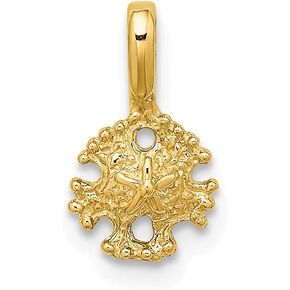 Solid 14k Yellow Gold Mini Sand Dollar Fixed Bail Charm Pendant - 12mm x 7mm
