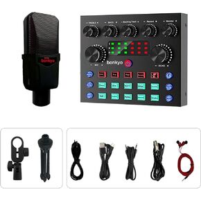 Audio Mixer Podcast Equipment Bundle for 2, All-In-One Podcast Production Studio, Small DJ Mixer for Live Streaming/Podcasting/Gaming